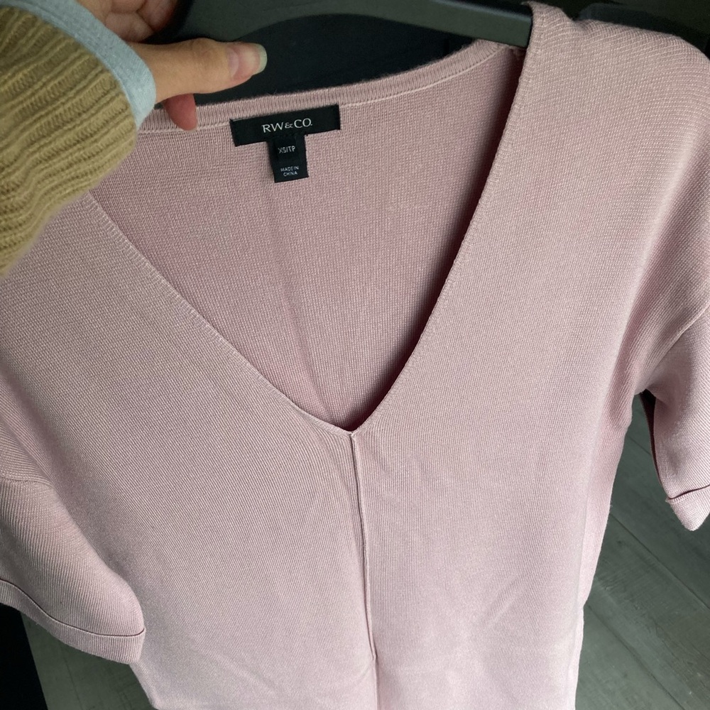 RW&CO Blush Pink V-Neck Knit Dress
